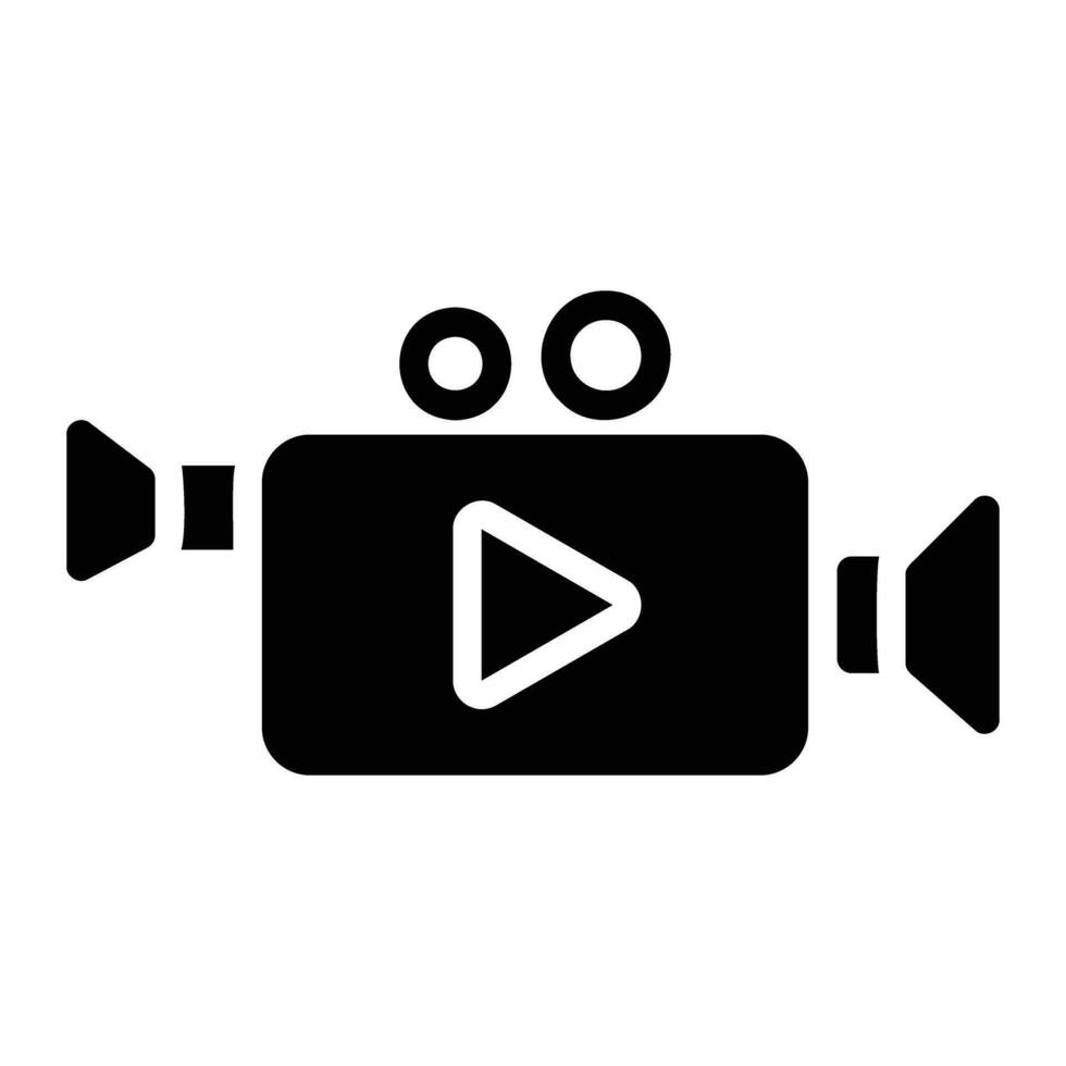 video camera glyph icoon achtergrond wit vector