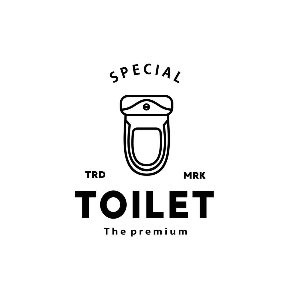 toilet lijn hipster logo kom sanitair vector badkamer. bidet toilet lijn icoon interieur top visie