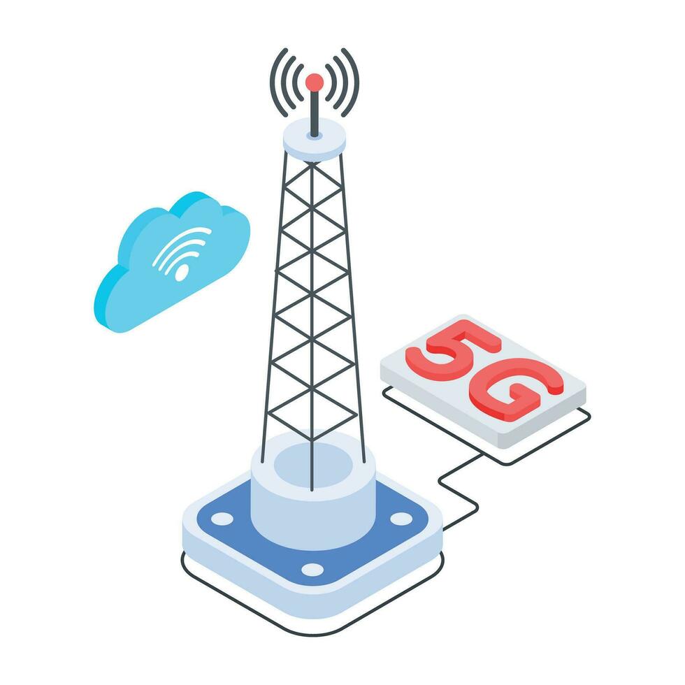 5g technologie isometrische icoon vector