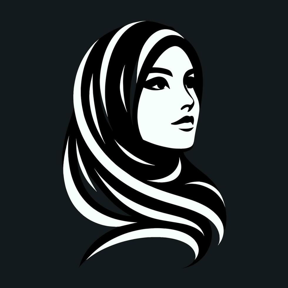 ai gegenereerd vector Dames hijab schoonheid muslimah mode vlak ontwerp sjaal logo