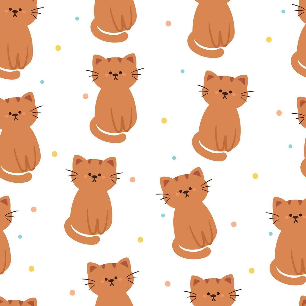 naadloos patroon tekenfilm katten. schattig dier behang illustratie voor geschenk inpakken papier vector