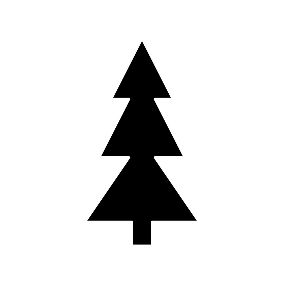 silhouet van dennenboom kerst geïsoleerd pictogram vector