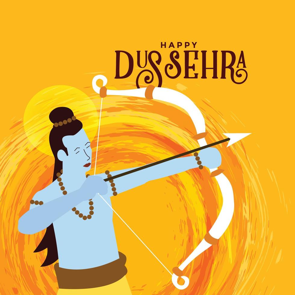 illustratie van gelukkige dussehra met god ram vector