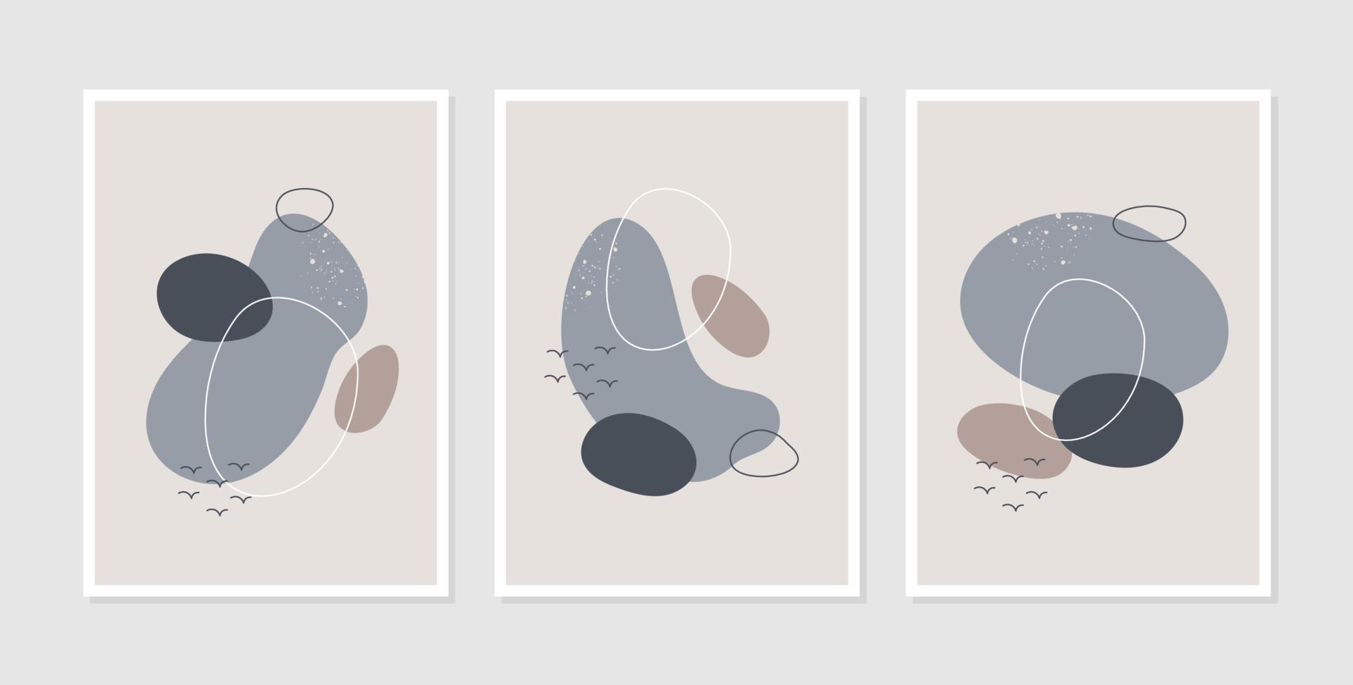 set van drie abstracte esthetische moderne lijn uit het midden van de eeuw vector