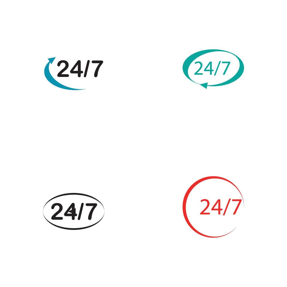 open 24-7 pictogram vector logo sjabloon illustratie ontwerp