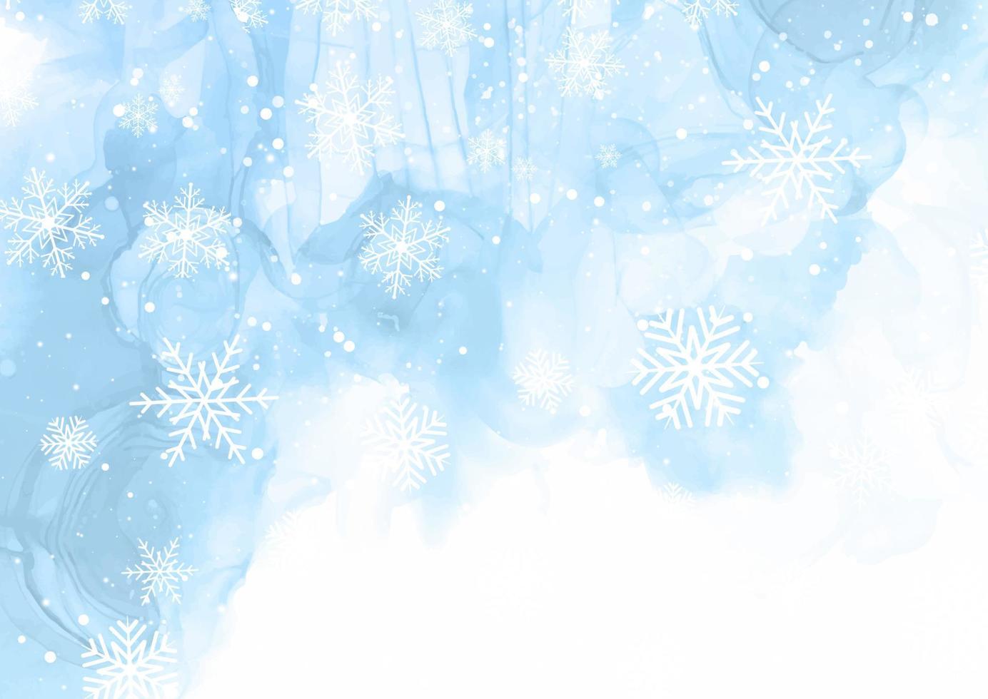 aquarel kerst achtergrond met sneeuwvlokken vector