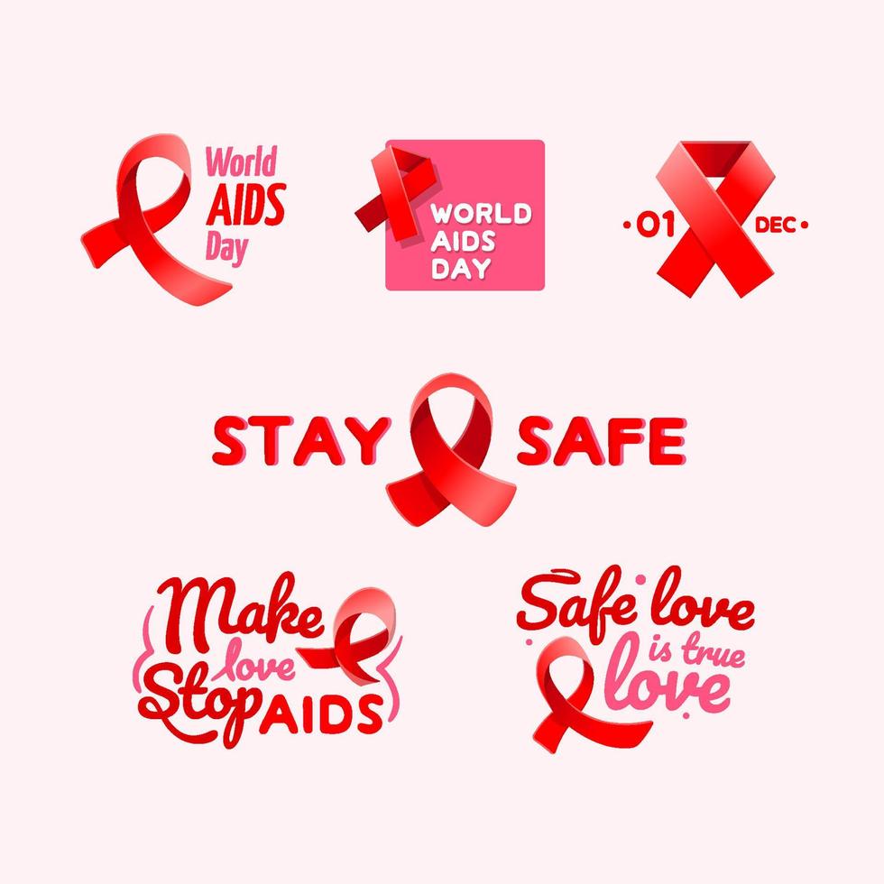 stickerset wereld aids dag vector