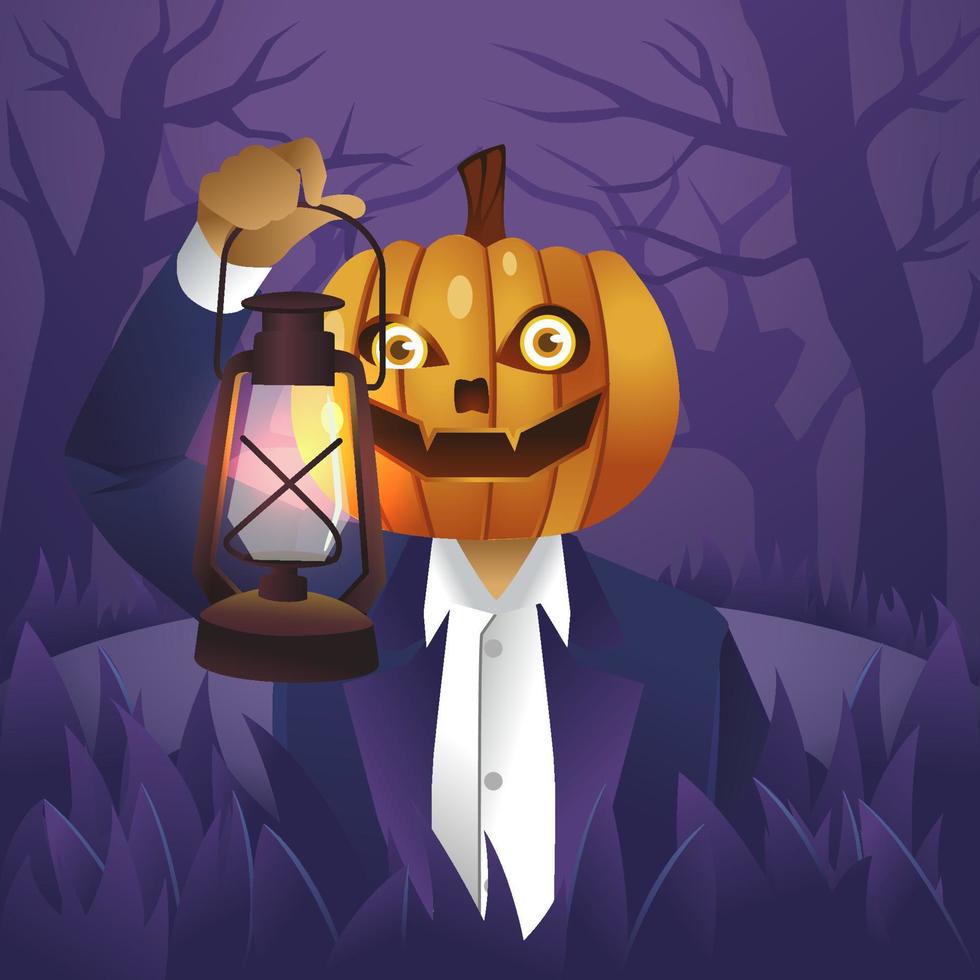 jack'o lantaarn op halloween nacht vector