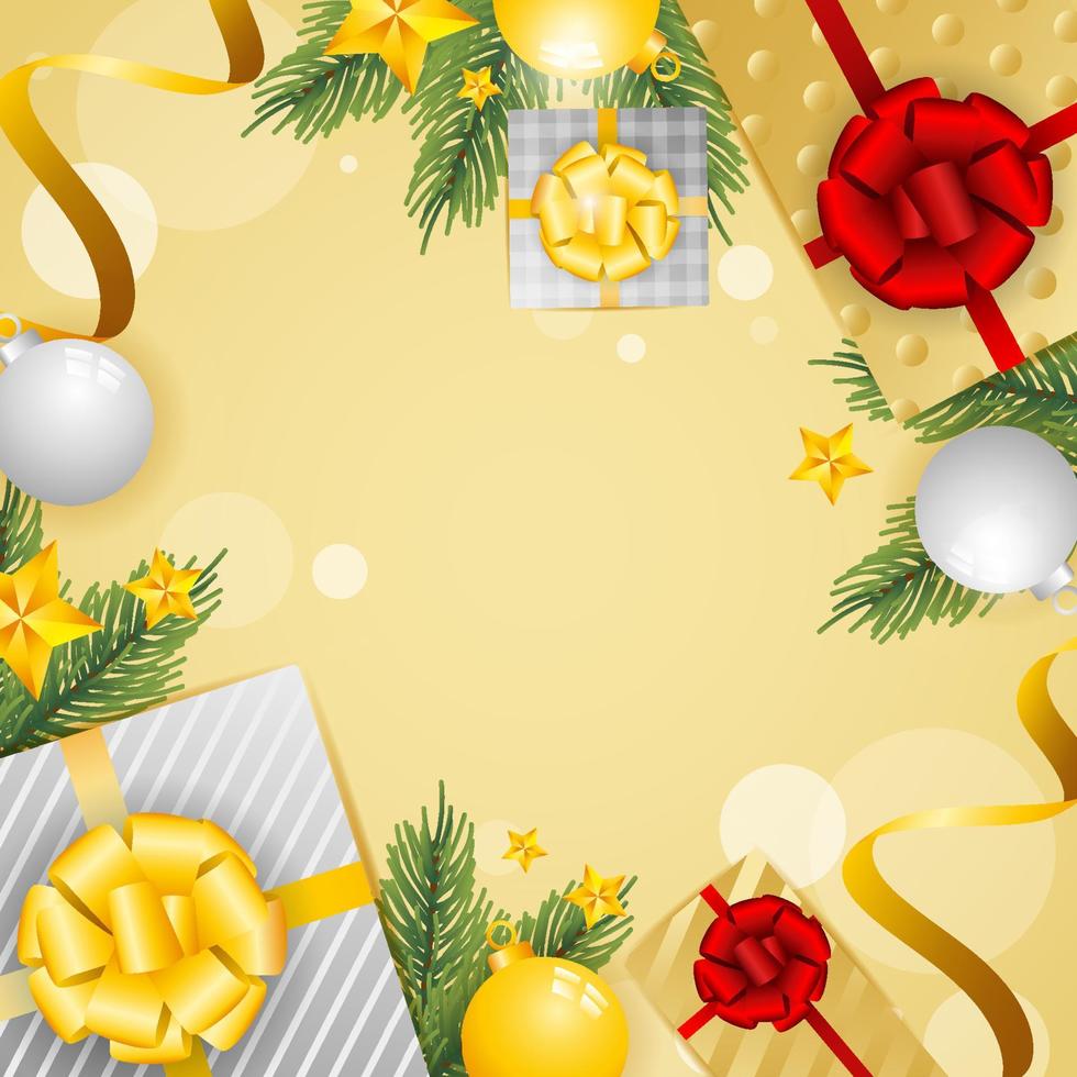 prachtige kerstachtergrond met realistische decoraties vector