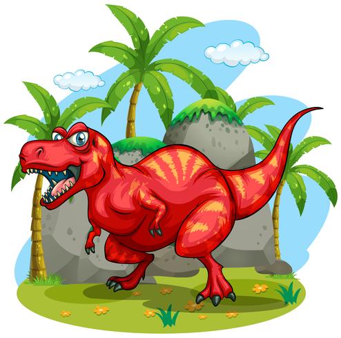 T-Rex die zich op gras bevindt vector