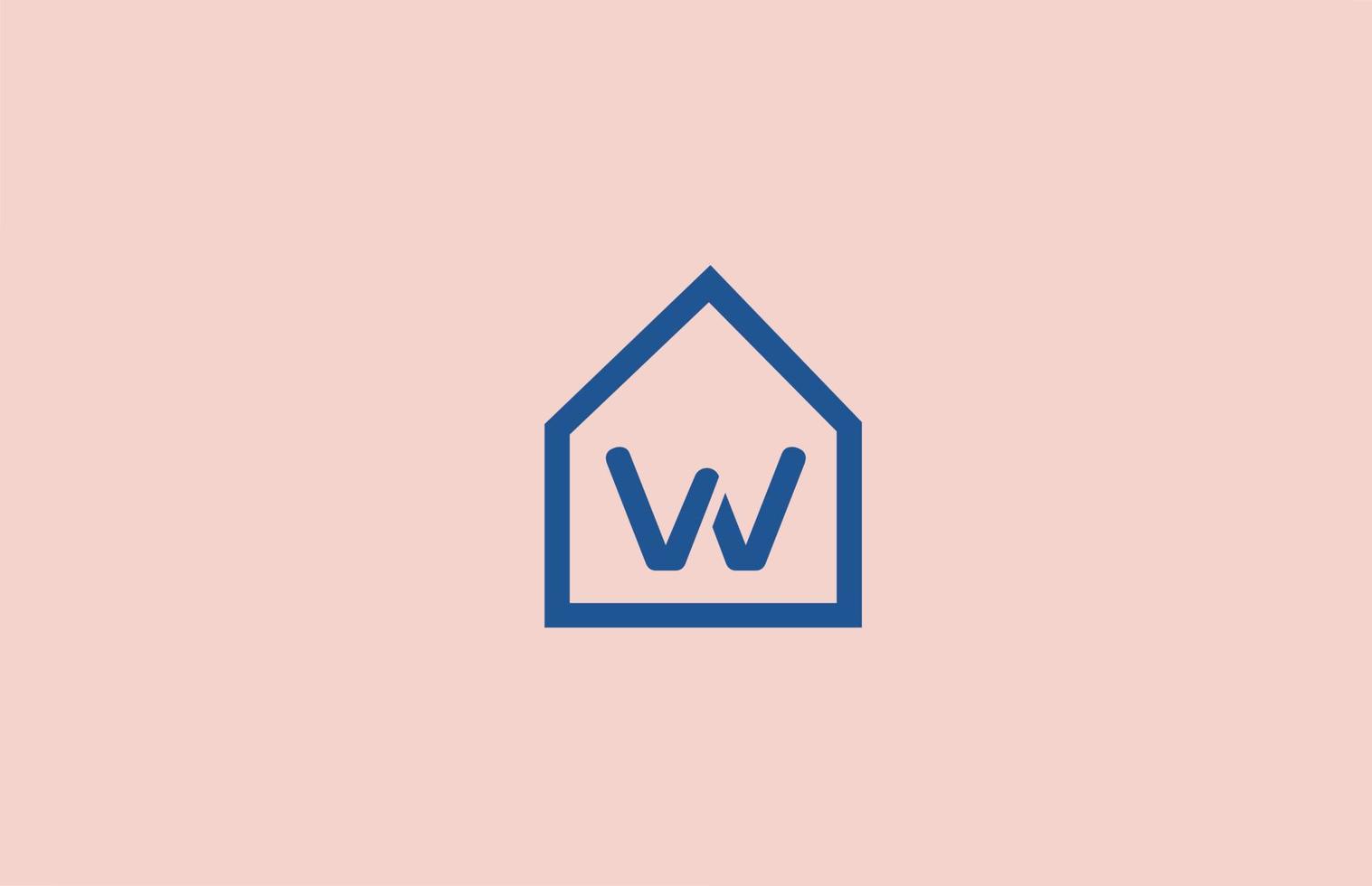 blauw roze w alfabet letterpictogram logo voor bedrijf en bedrijf met huis design vector