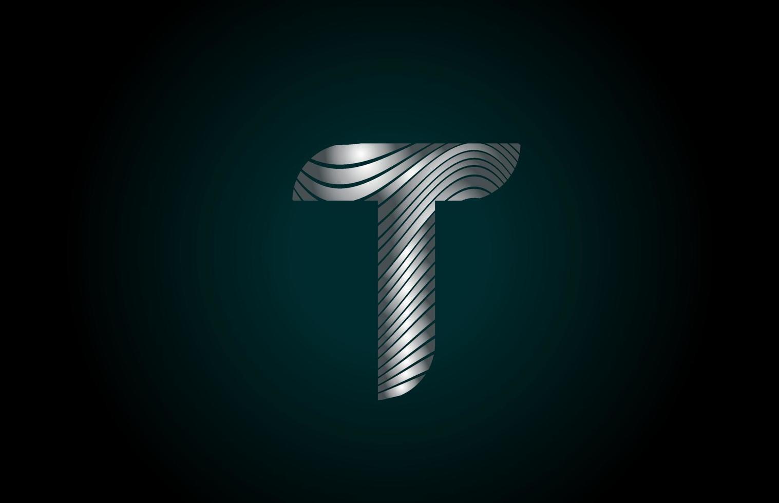 t zilver grijs alfabet letterpictogram logo voor bedrijf. metallic lijnontwerp voor huisstijl vector