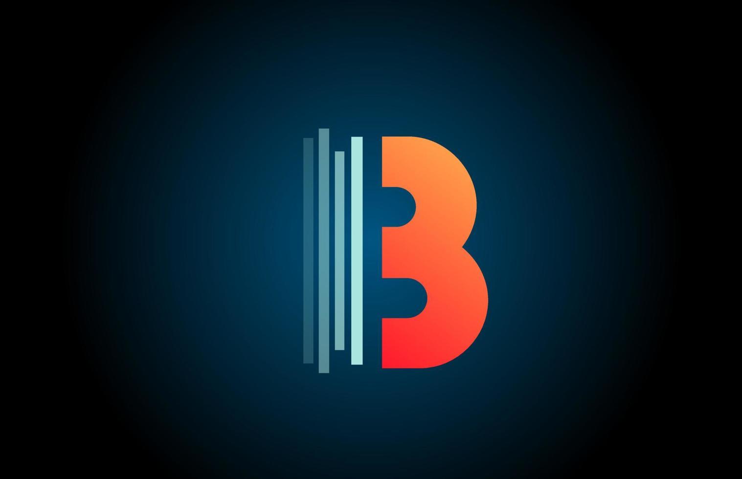 oranje blauw b alfabet letter logo icoon voor bedrijf en bedrijf met lijn ontwerp vector