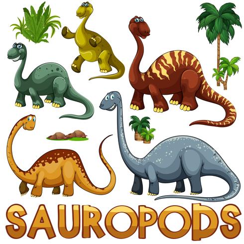 Verschillende kleur van sauropoden vector