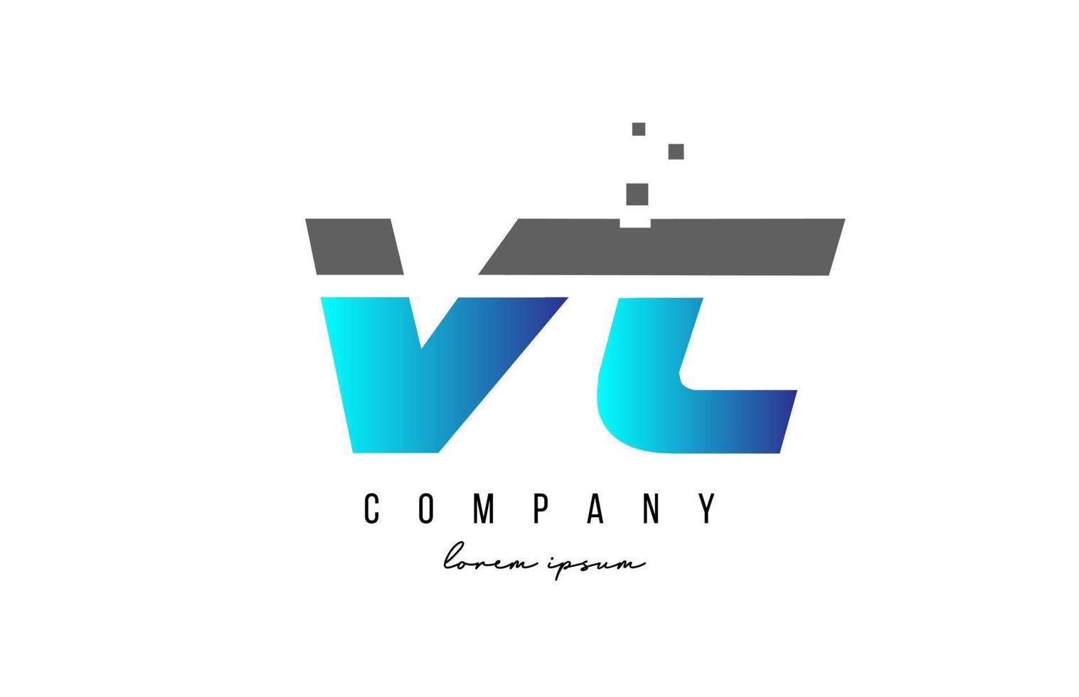 vc vc alfabet letter logo combinatie in blauwe en grijze kleur. creatief pictogramontwerp voor bedrijf en bedrijf vector