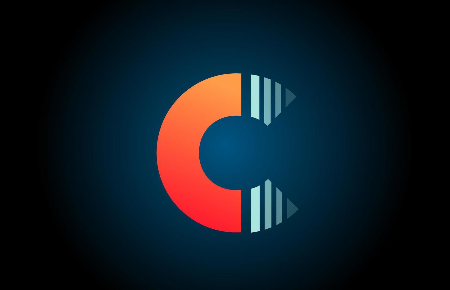 oranje blauw c alfabet letter logo icoon voor bedrijf en bedrijf met lijn ontwerp vector