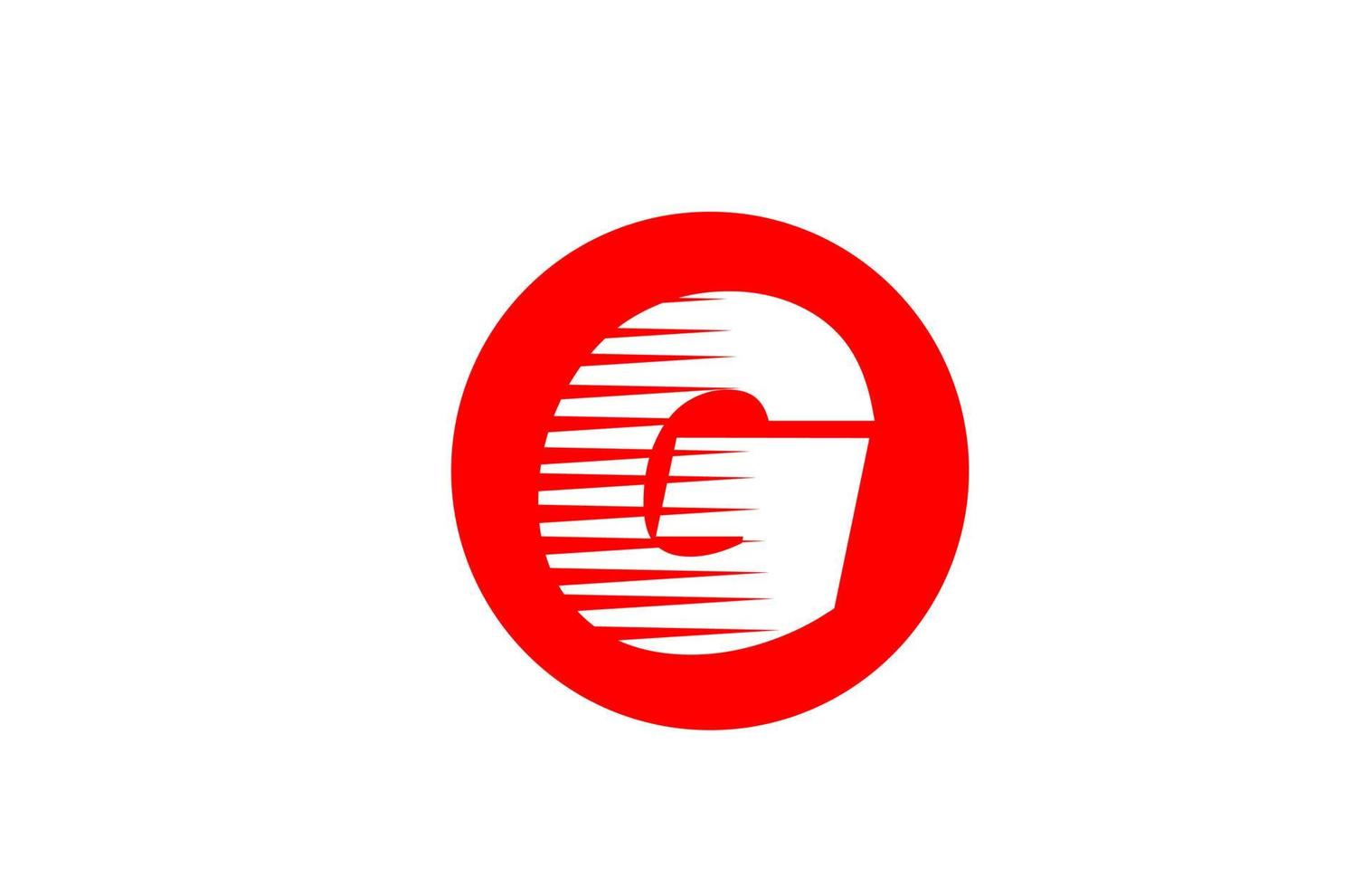 alfabet letter logo g pictogram voor bedrijf en bedrijf. eenvoudig pictogramontwerp voor huisstijl met lijnstrepen en rode cirkel vector