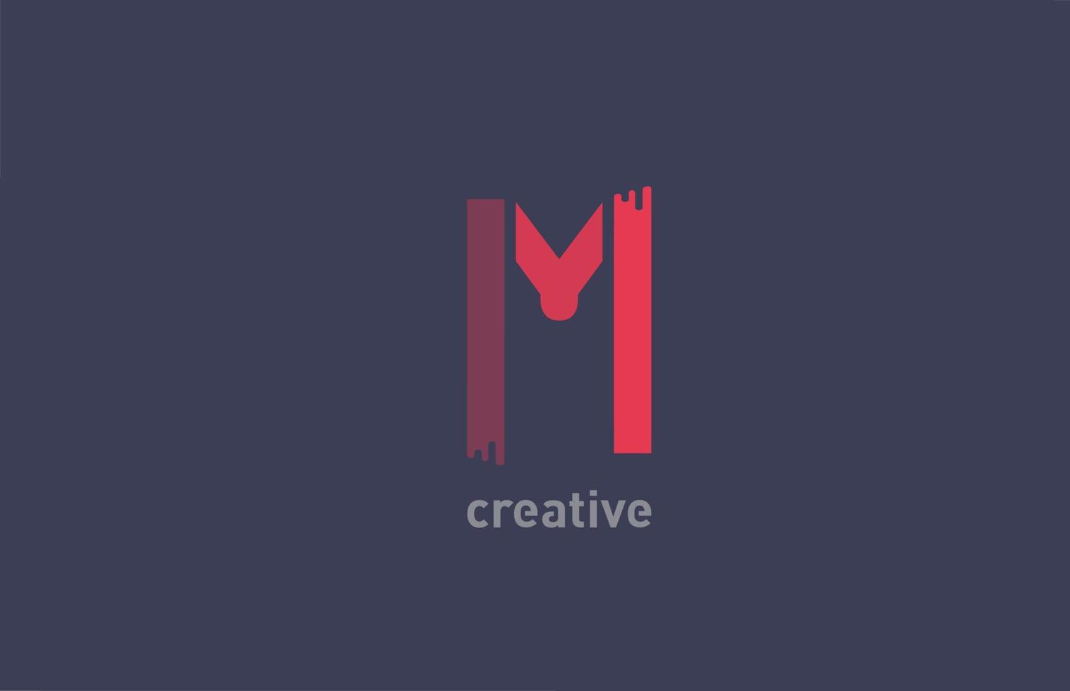 m rode kleur alfabet letter logo ontwerp pictogram voor bedrijf en bedrijf vector