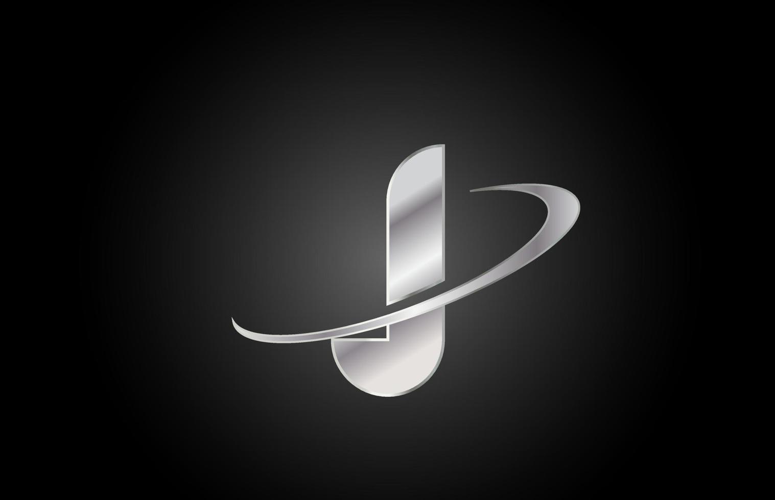 j metalen alfabet letter logo icoon voor bedrijf met swoosh ontwerp vector