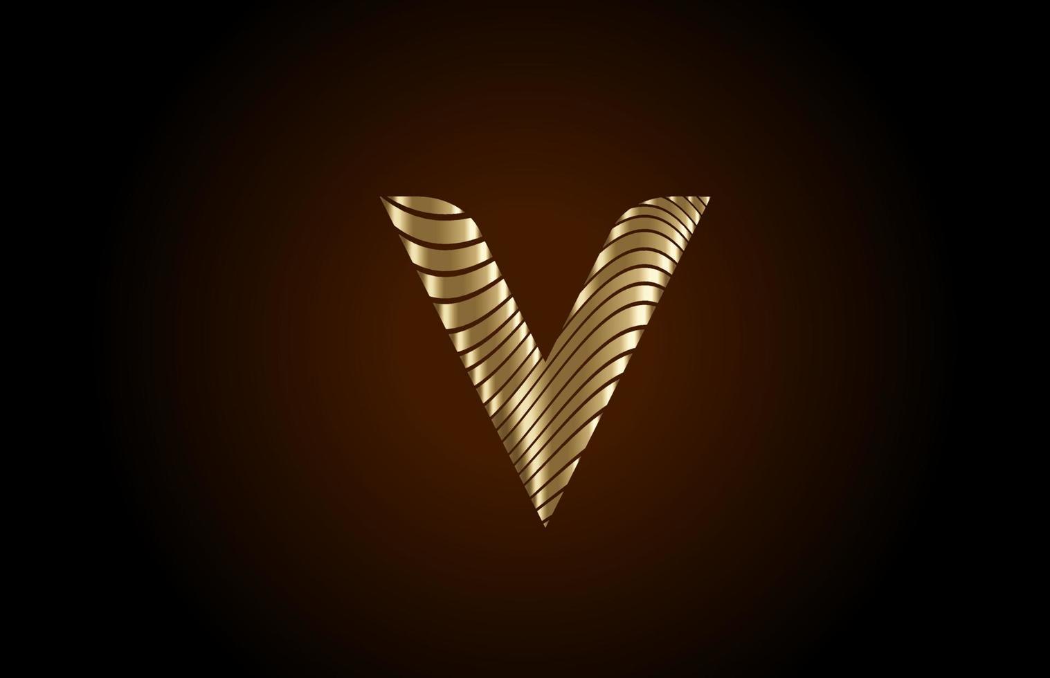 v gele alfabet letterpictogram logo voor bedrijf. metallic gouden lijnontwerp voor luxe identiteit vector