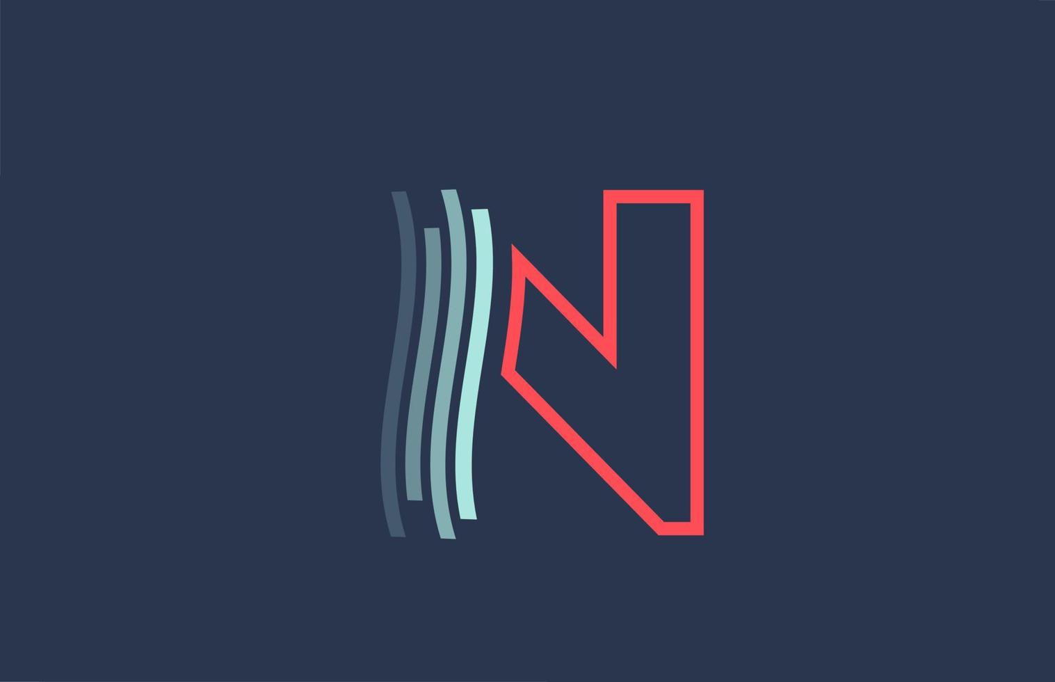 blauw rood n alfabet letter logo icoon voor bedrijf en bedrijf met lijn ontwerp vector