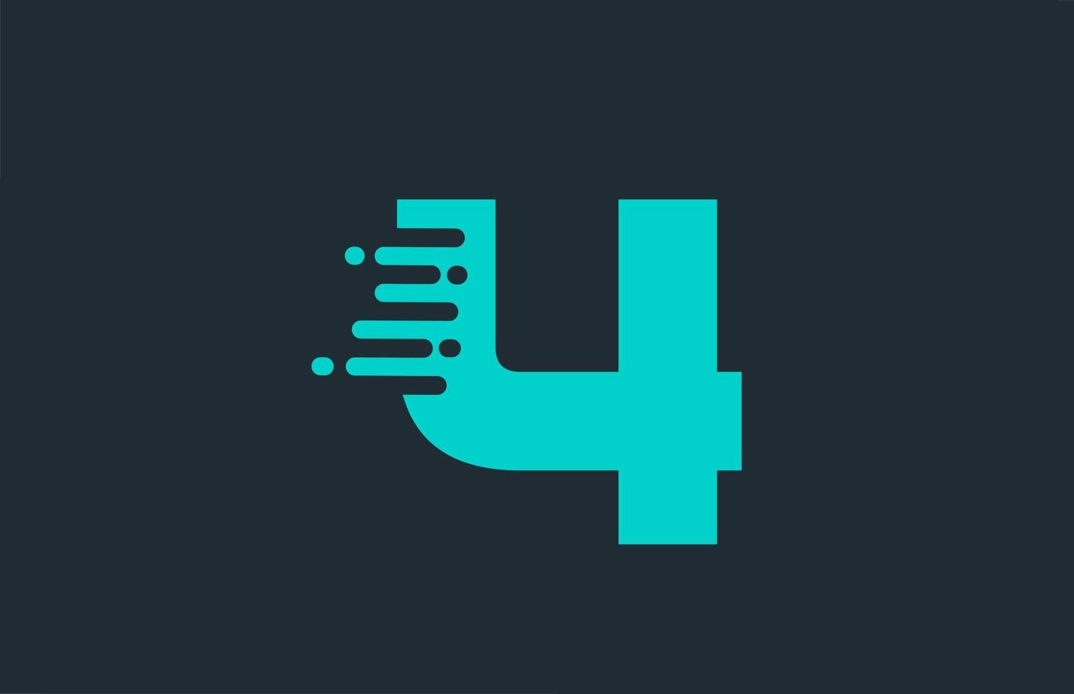 4 vier blauw nummer logo icoon met lijn ontwerp voor bedrijf en bedrijf vector