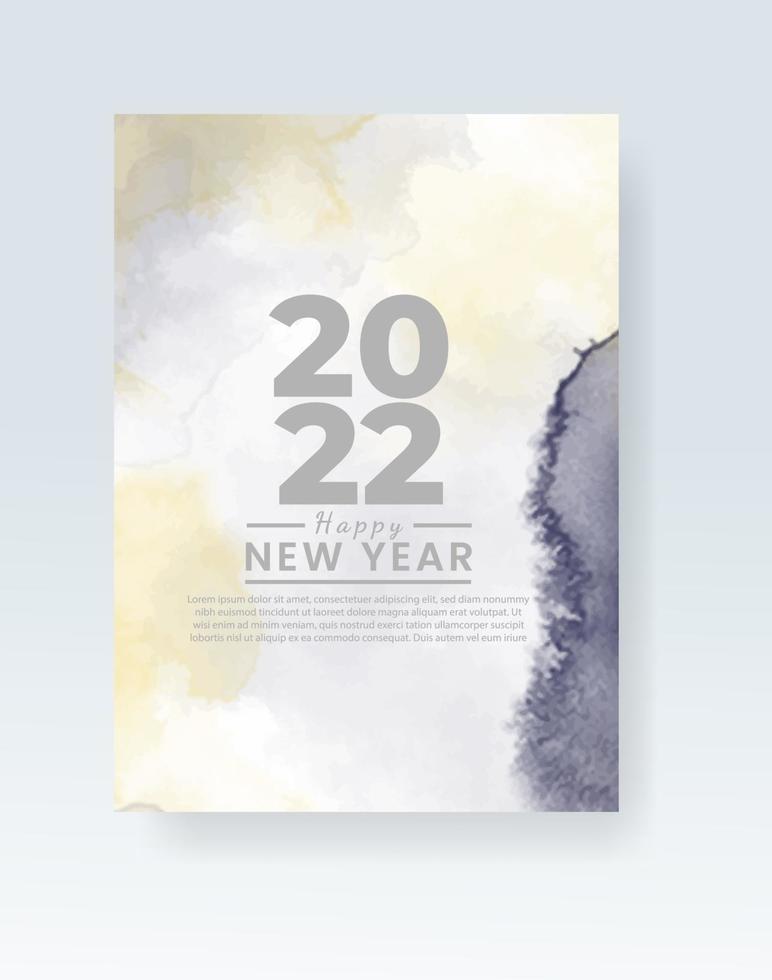 gelukkig nieuwjaar 2022 poster of kaartsjabloon met aquarel wash splash vector