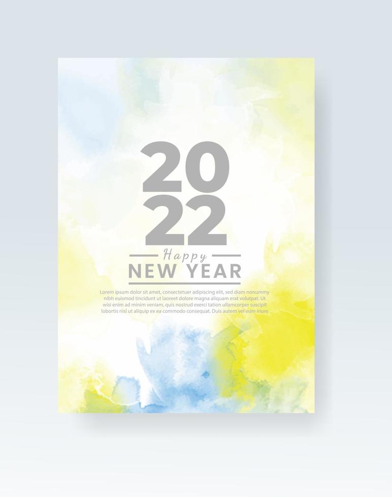 gelukkig nieuwjaar 2022 poster of kaartsjabloon met aquarel wash splash vector