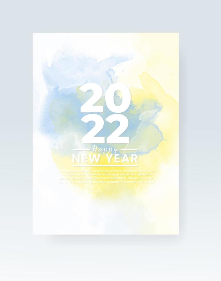 gelukkig nieuwjaar 2022 poster of kaartsjabloon met aquarel wash splash vector