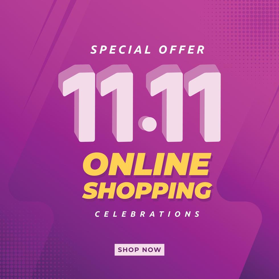 11 11 singles shopping dag bannersjabloon. vieringen van online winkelen vector