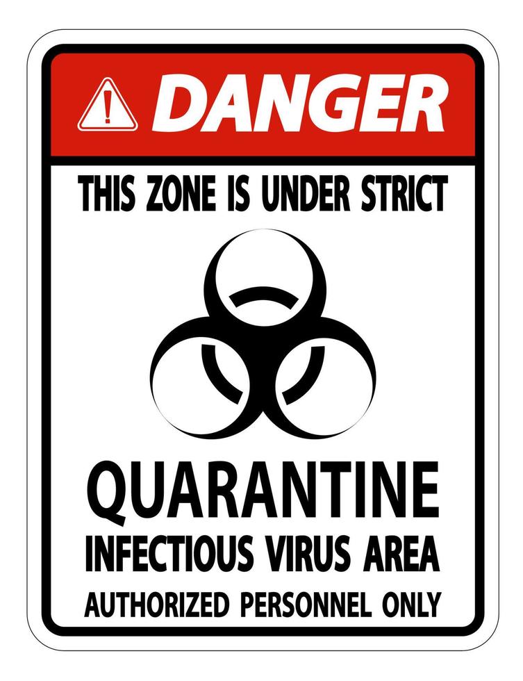 gevaar quarantaine besmettelijk virus gebied teken isoleren op witte achtergrond, vector illustratie eps.10
