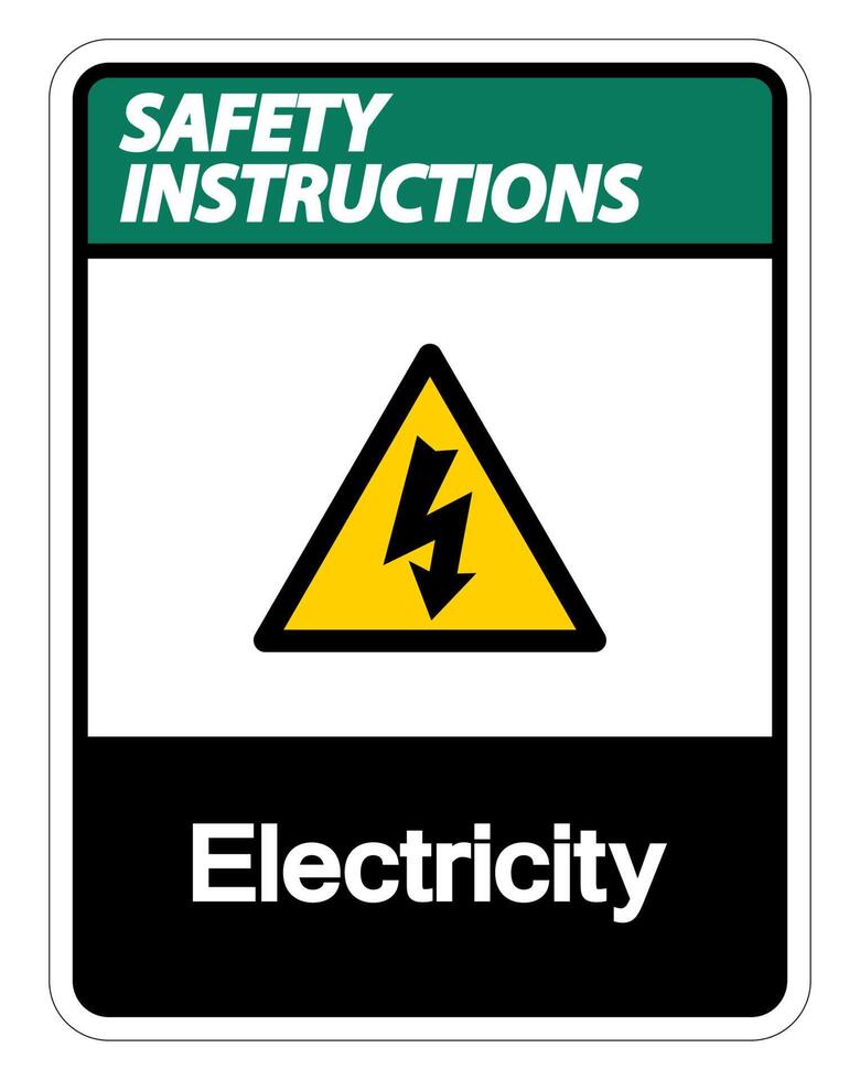 veiligheidsinstructies elektriciteitssymbool teken op witte achtergrond vector