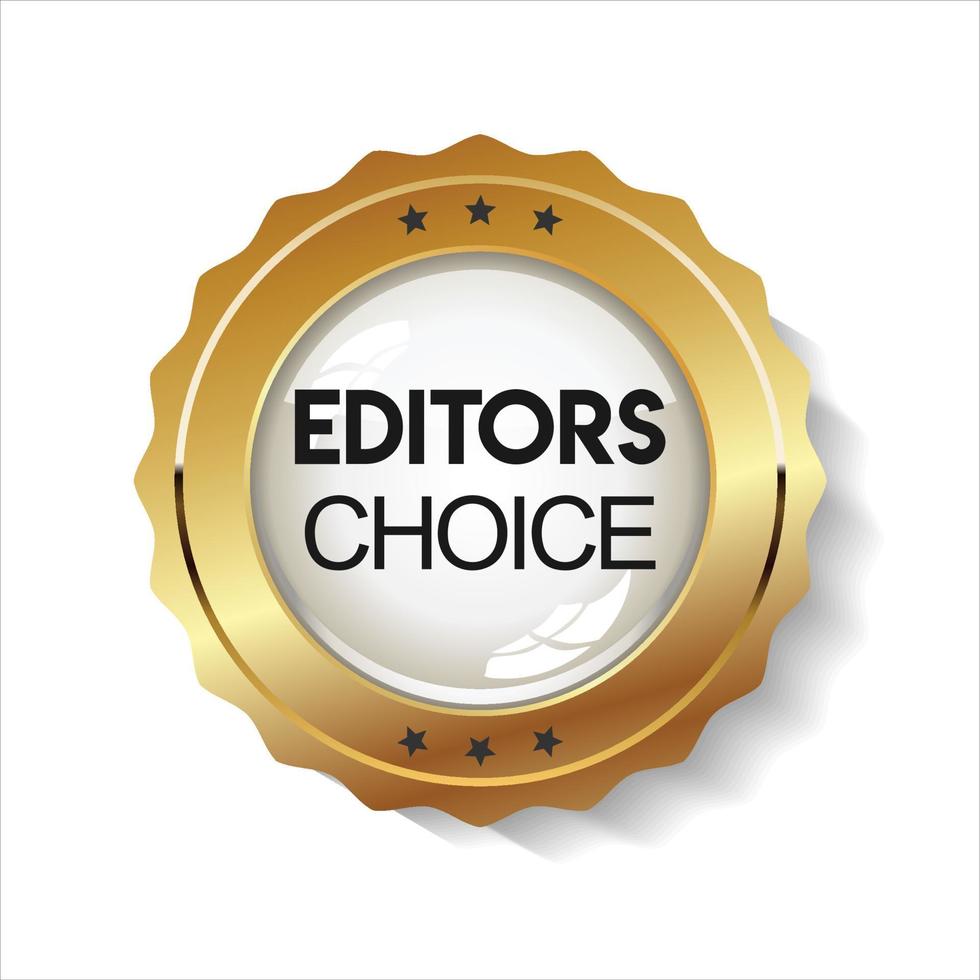 gouden editors keuze badge op witte achtergrond vector