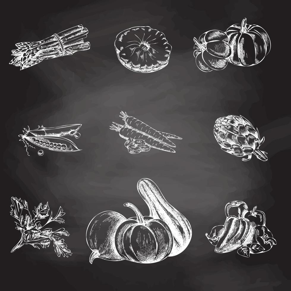 vector handgetekende thanksgiving illustratie. vintage stijl voedselmenu. schoolbord. vintage schets.
