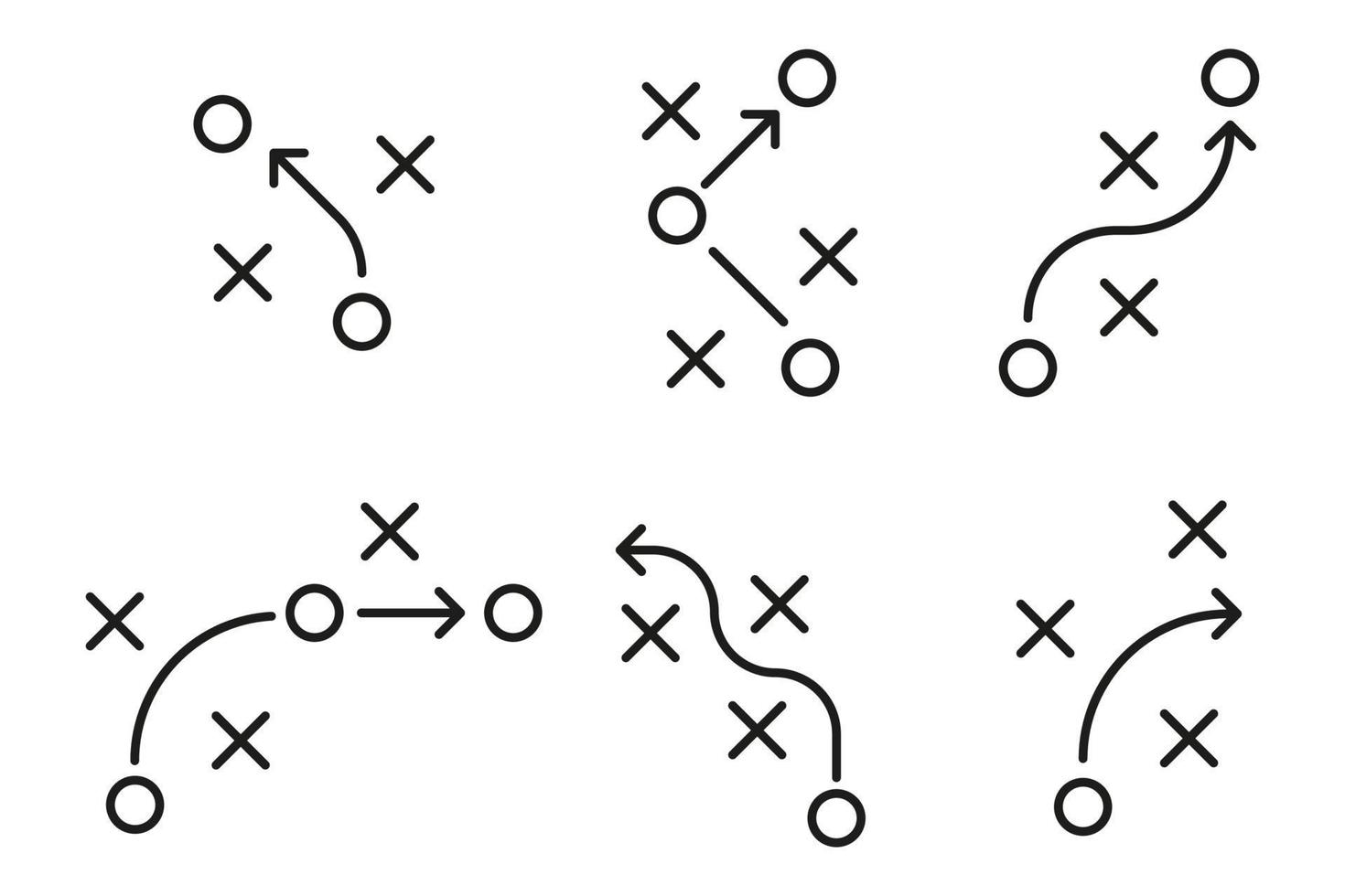 tactische pictogrammen, set van verschillende strategieplannen. vector illustratie