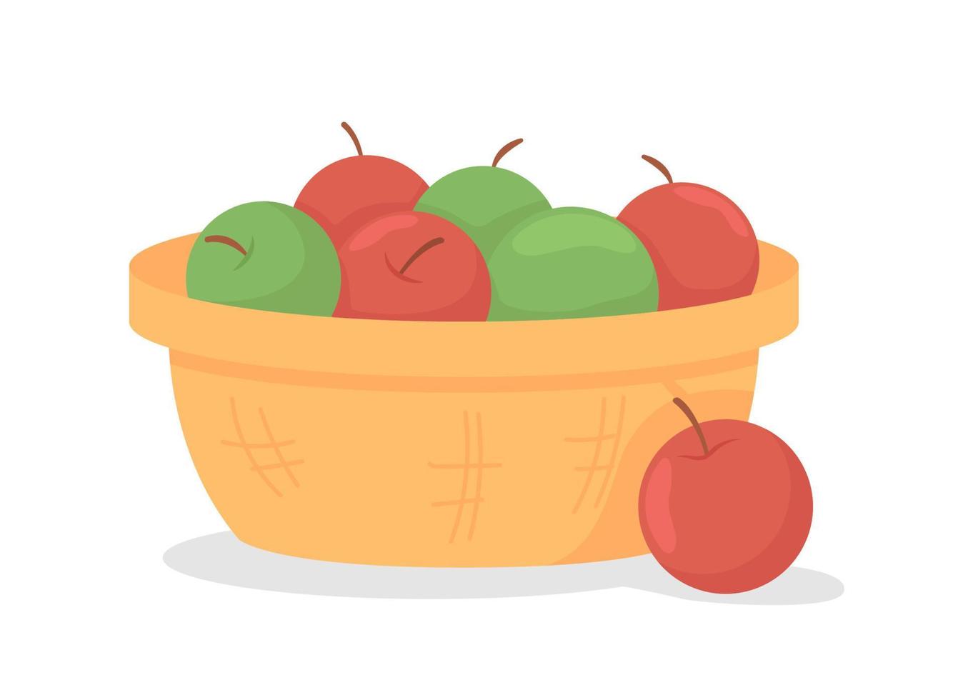 appels in mand semi-egale kleur vector-object. herfstgewas voor seizoensgebonden koken. volledige item op wit. herfst oogst geïsoleerde moderne cartoon stijl illustratie voor grafisch ontwerp en animatie vector