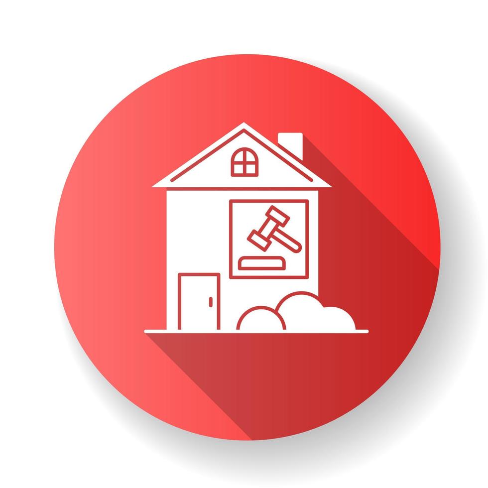 onroerend goed rechtszaak rood plat ontwerp lange schaduw glyph icon vector