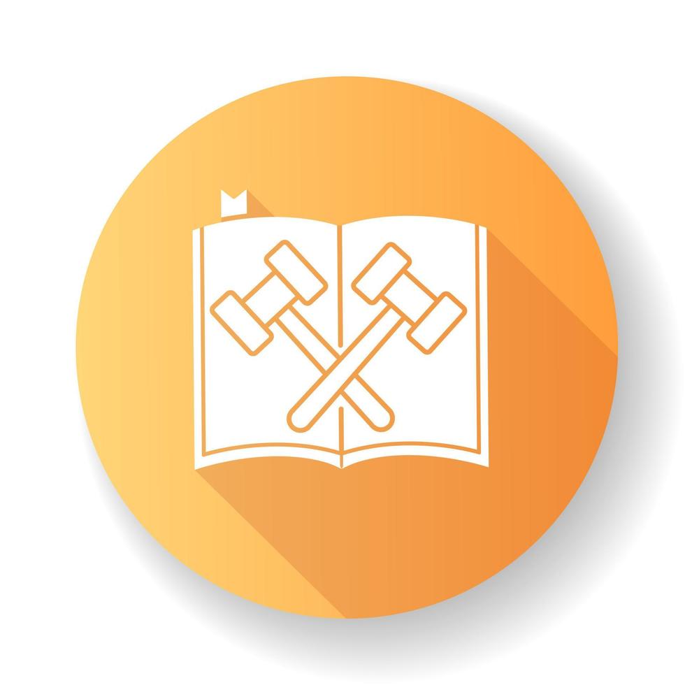 juridische code oranje plat ontwerp lange schaduw glyph icon vector