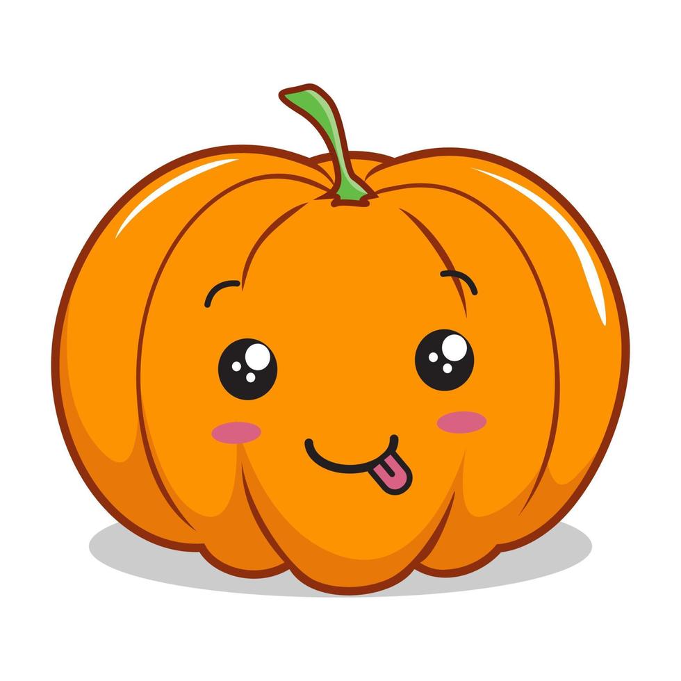 pompoen cartoon kawaii mascotte schattige pompoen halloween illustraties vector