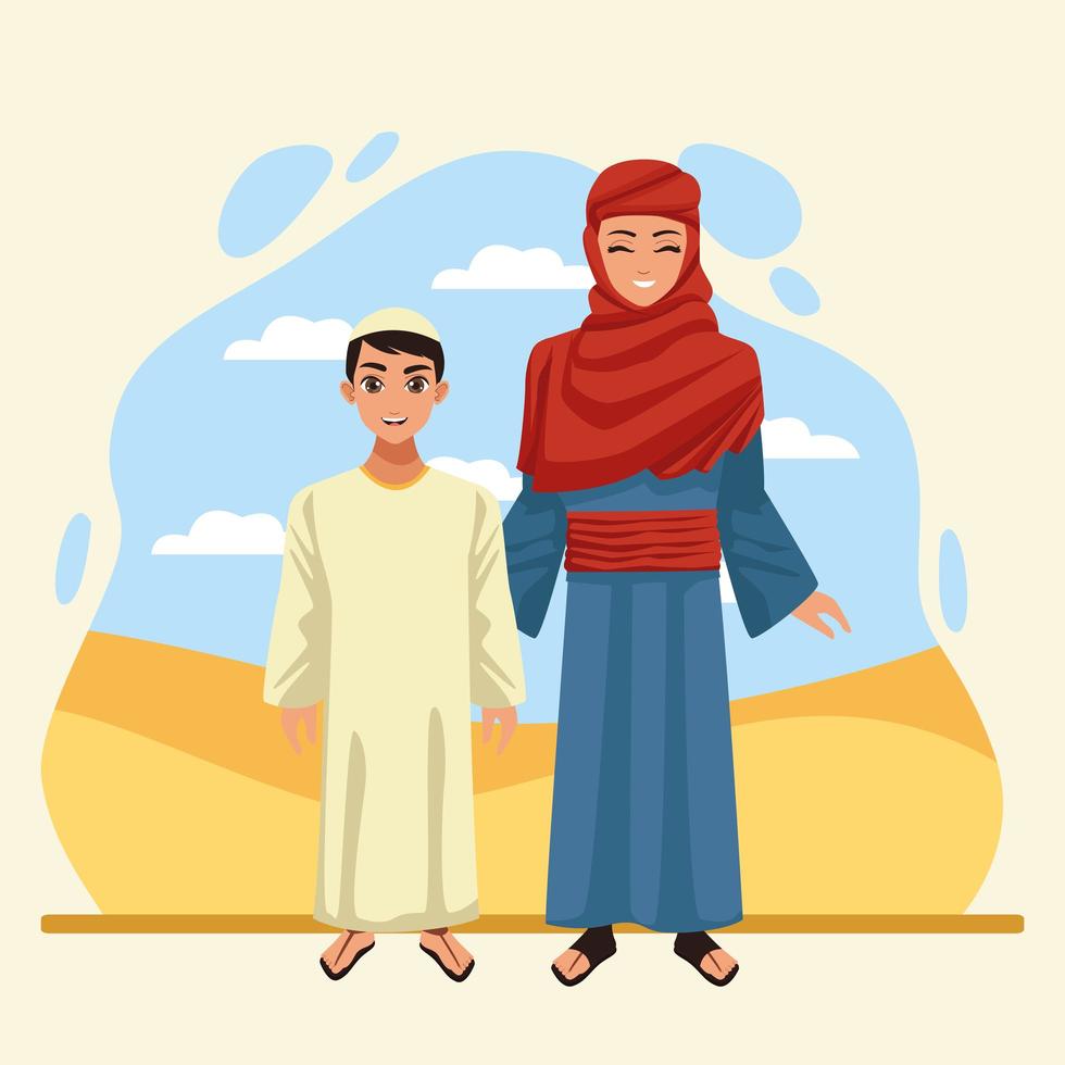 moslim paar voor kleine kinderen vector