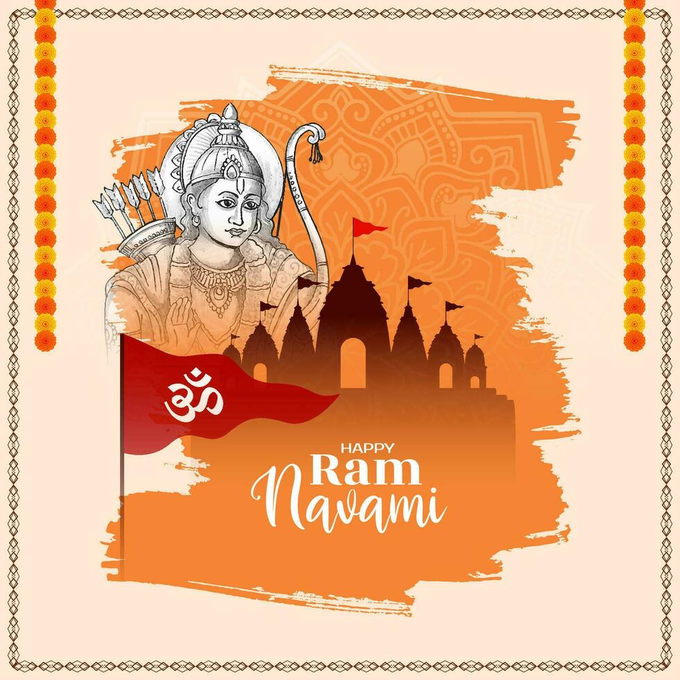 gelukkig RAM navami traditioneel Hindoe festival kaart ontwerp vector