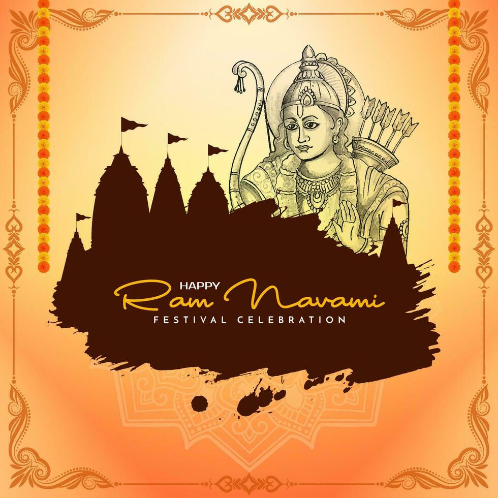 gelukkig RAM navami religieus Hindoe festival groet kaart ontwerp vector