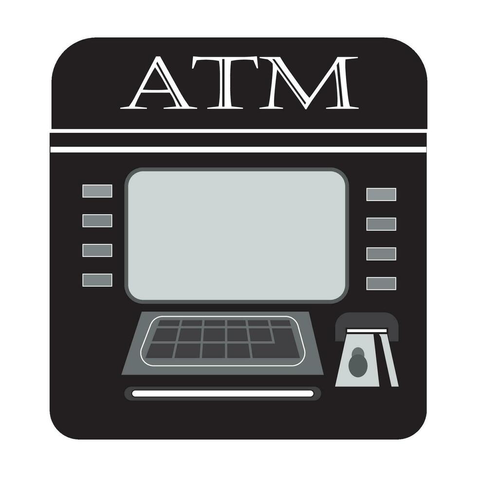 Geldautomaat machine icoon logo vector ontwerp sjabloon