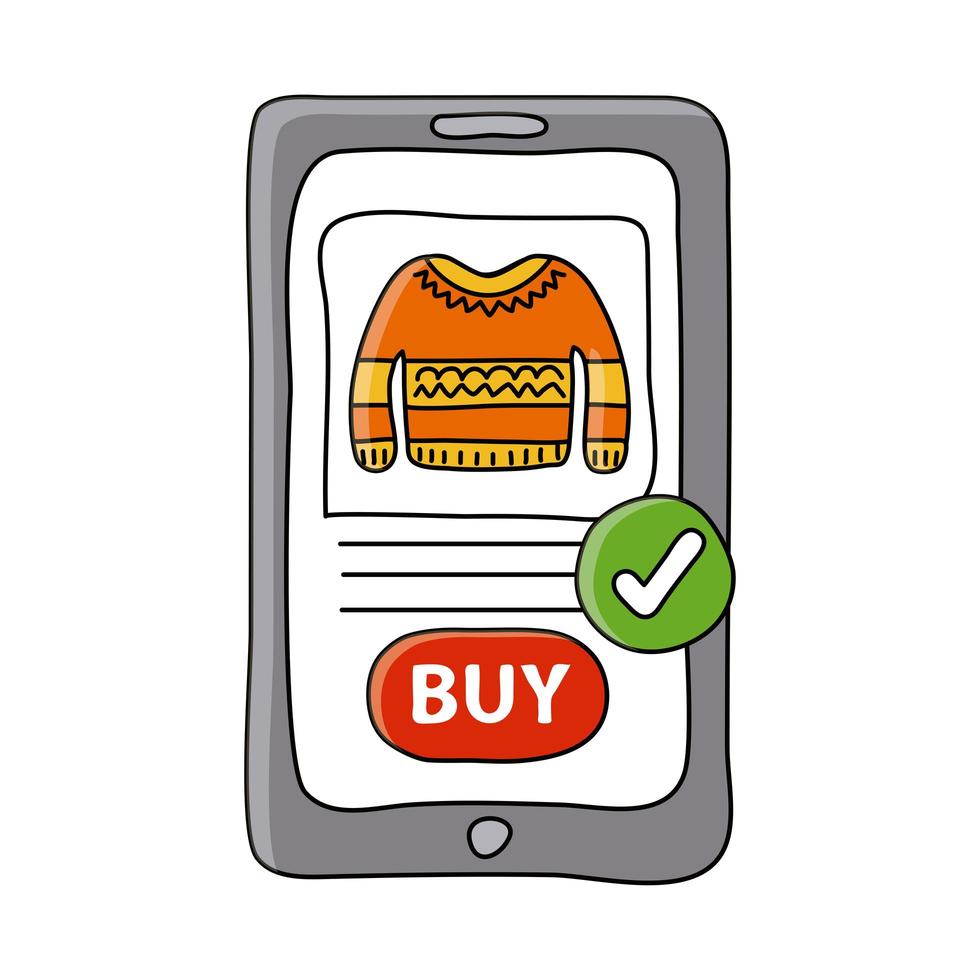 online winkeltechnologie met jas in smartphone vector