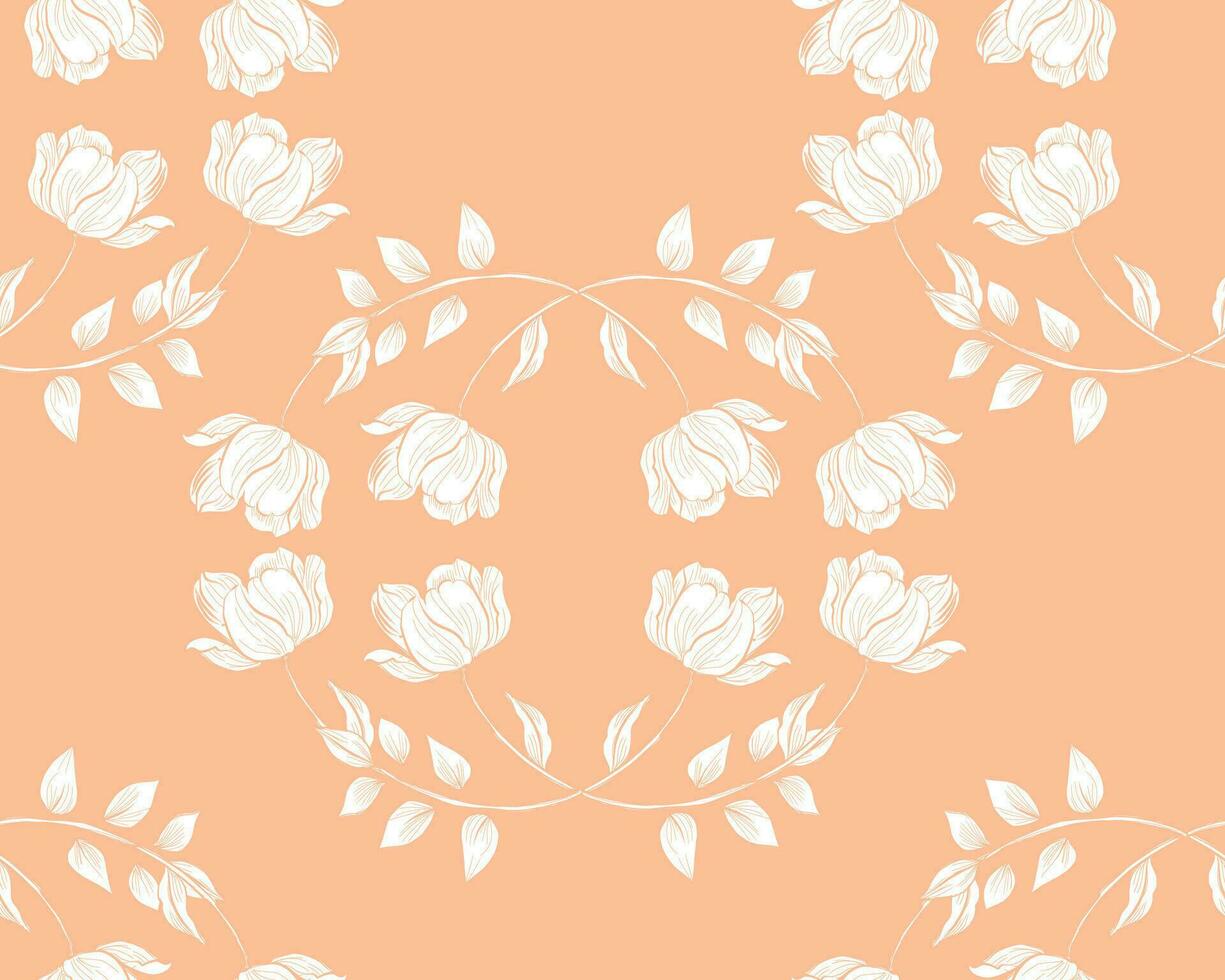 hand- getrokken wijnoogst tulp bloem naadloos patroon vector