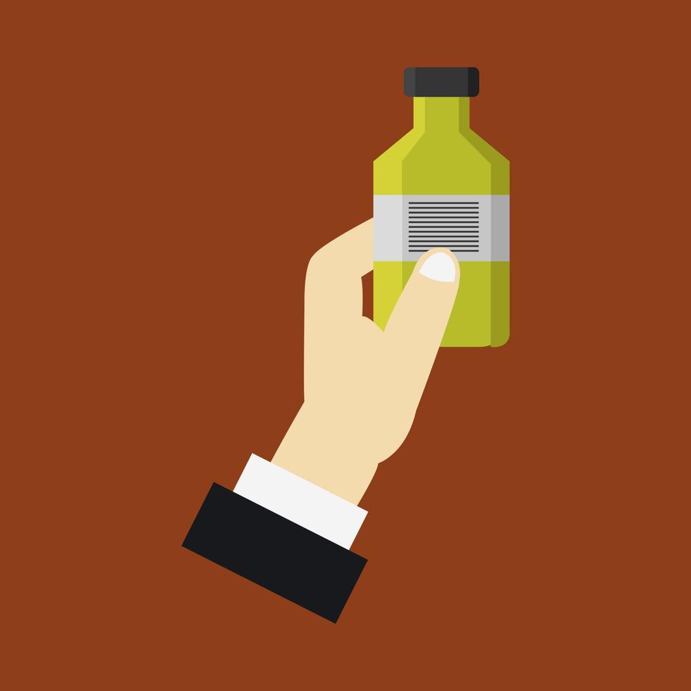 medische fles in de hand vector