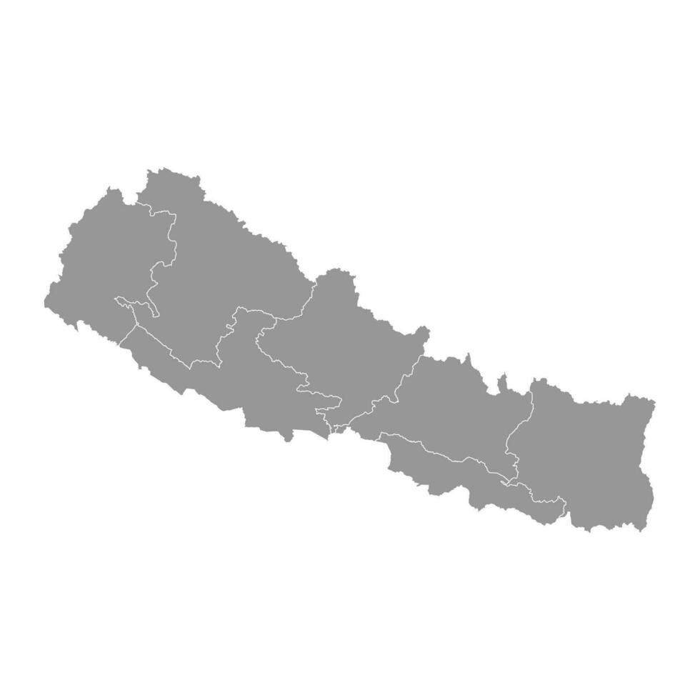 Nepal kaart met administratief divisies. vector illustratie.