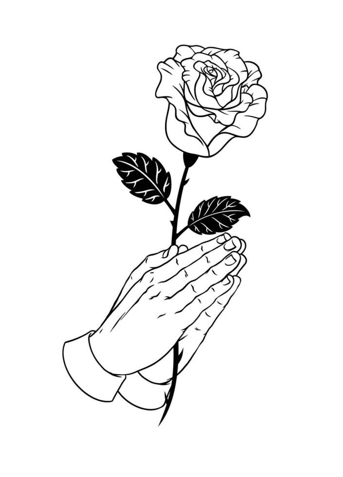 mannetje hand- Holding een roos geïsoleerd vector