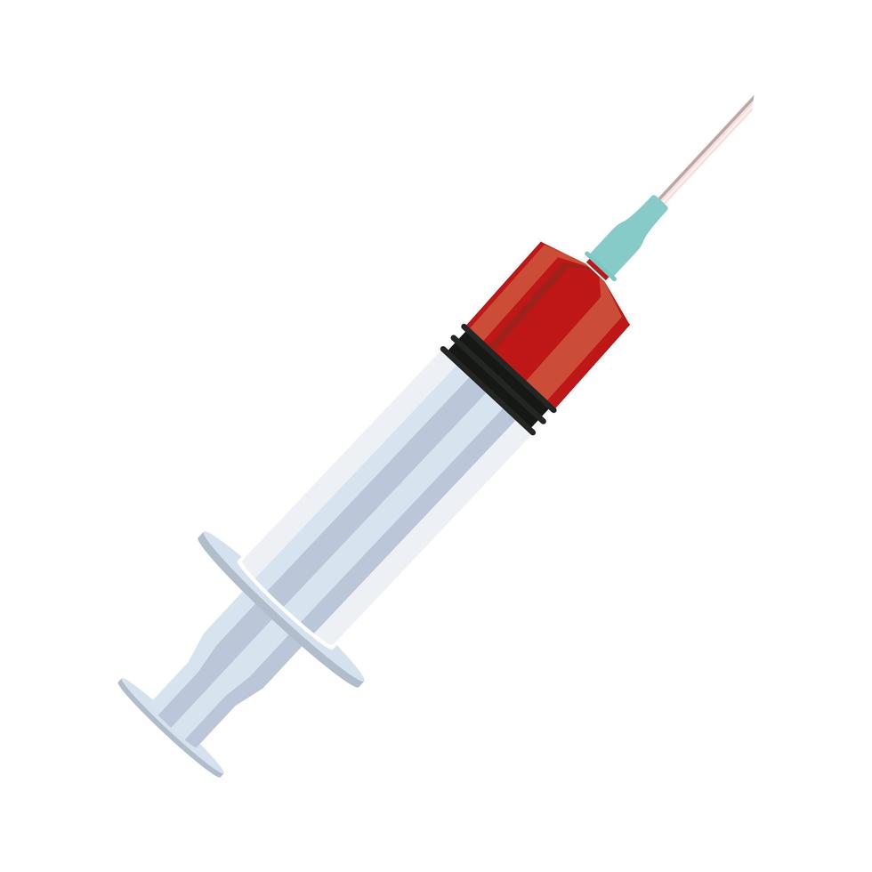 injectiespuit met bloed geïsoleerd pictogram vector