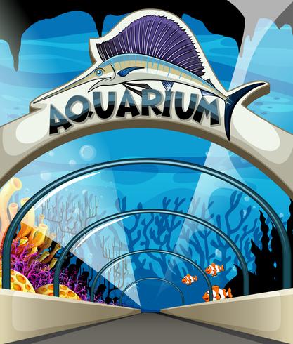 Aquariumscène met onderwaterleven vector